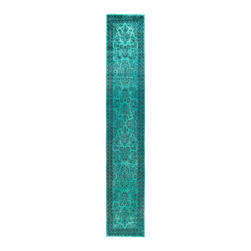 Contemporary Overdyed Wool Hand Knotted Runner - 2' 7" x 15' 3"