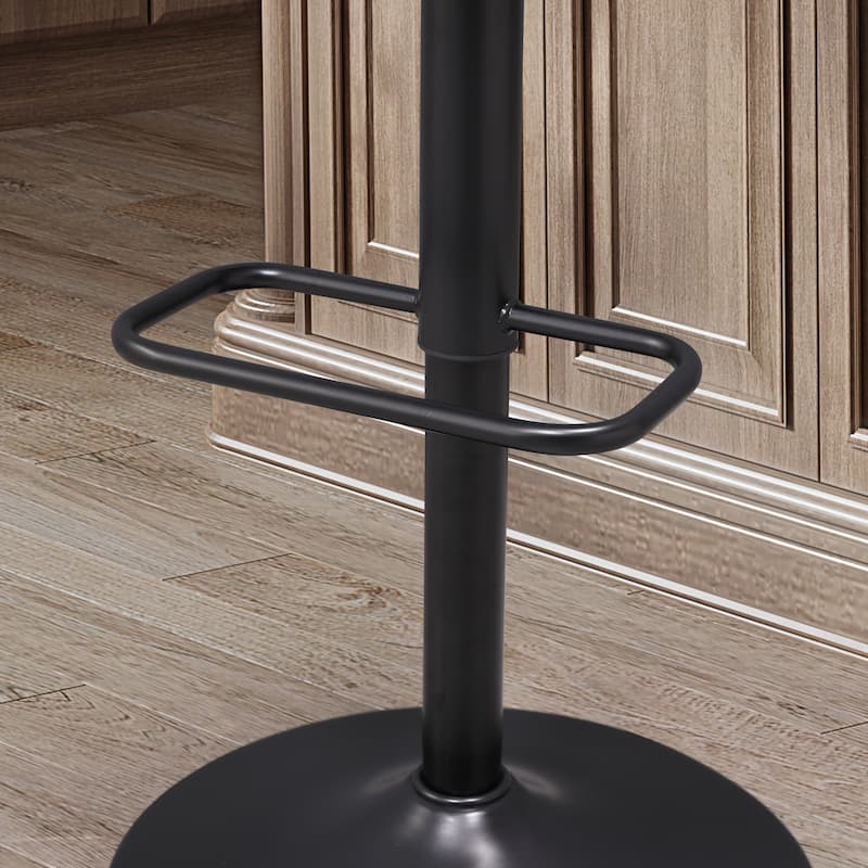 Art Leon Faux Leather Swivel Adjustable Bar Stool with Wood Accents