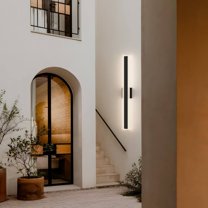 Outdoor Linear Integrated LED Wall Sconce Light Fixture with Bracket