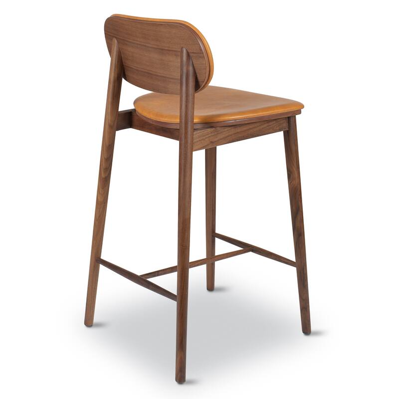 Poly and Bark Bonato Leather Counter Stool - Solid Wood Frame