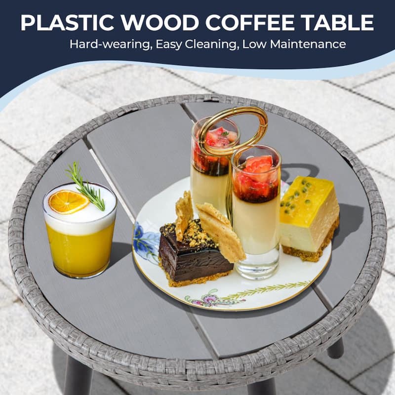 5-PC Wicker Outdoor Sofa Set, 2 Chairs, 2 Ottomans, 1 Table
