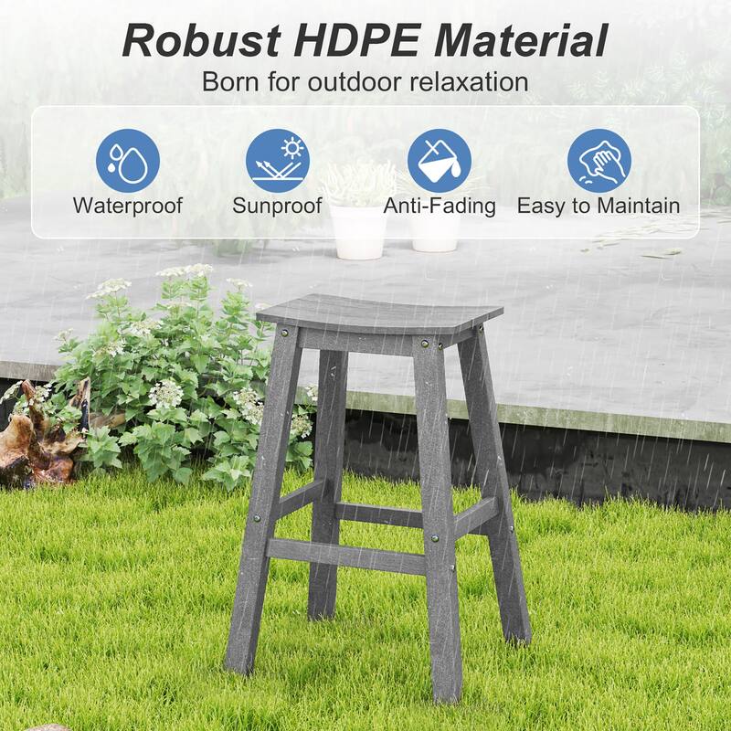 Gymax 29'' Patio Bar Stool Set of 2 w/ Curved Seat & Footrests for