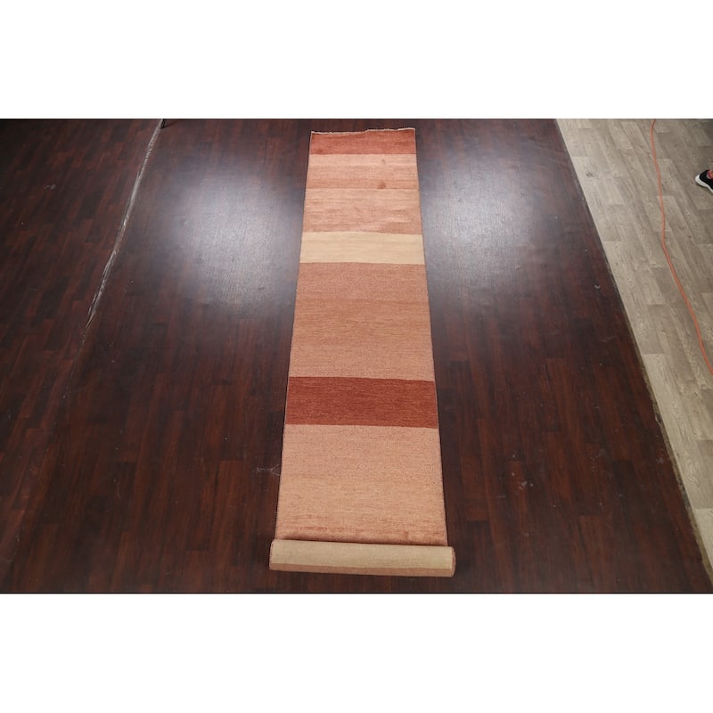 Modern Gabbeh Kashkoli Oriental Runner Rug Wool Hand-knotted Carpet - 2'9" x 16'8"