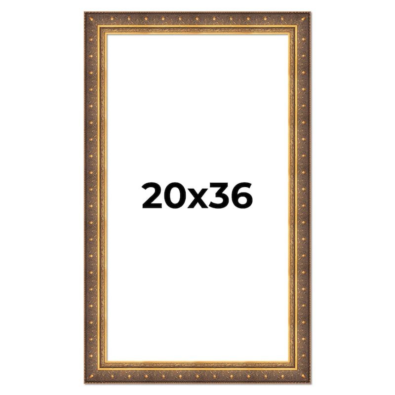 20x36 Frame Vintage Gold Solid Wood Picture Frame | 2.5 Inch Moulding