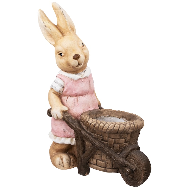 Girl Rabbit Outdoor Easter Garden Planter - 18.75"