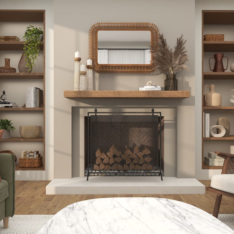 Brown Wood Handmade Woven Room Wall Mirror