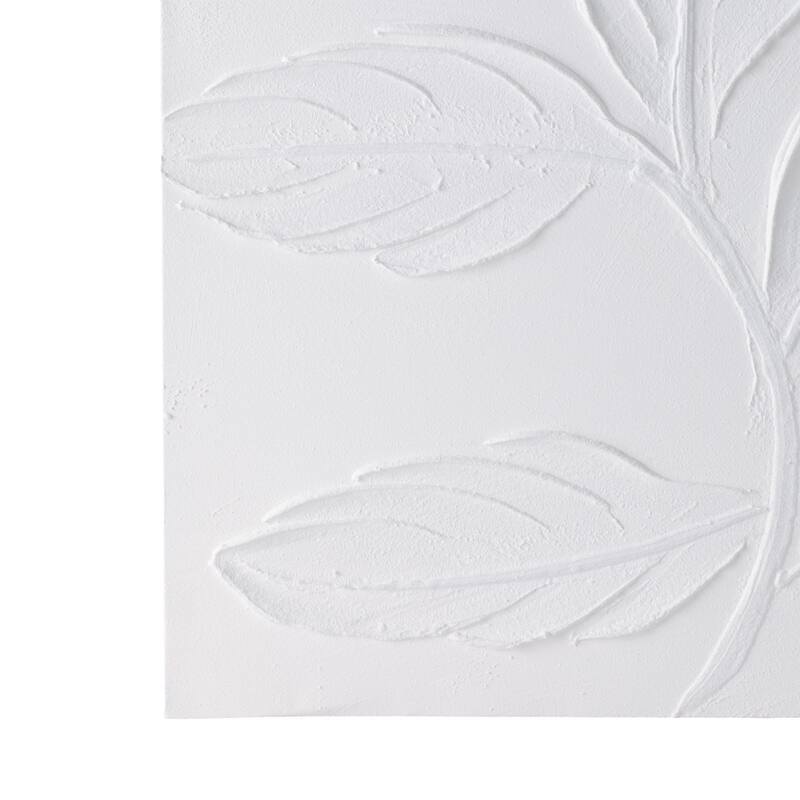 Canvas Wall Art Modern Textured Leaf Design (Set of 4) - 20" Ivory