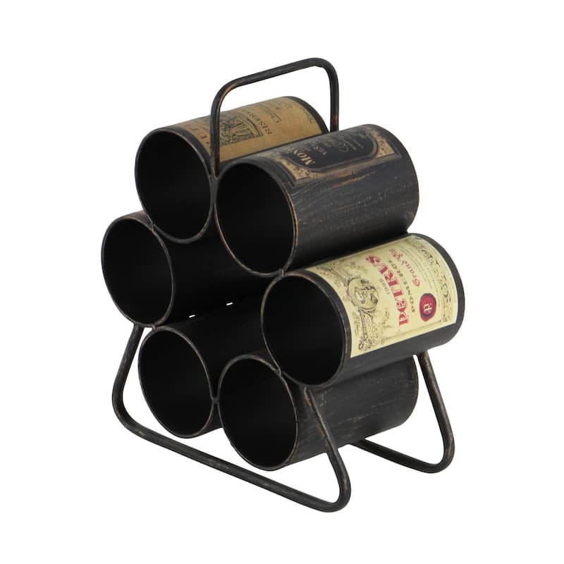 Black Metal 6 Bottle Kitchen Wine Rack