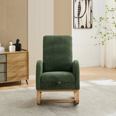 25.4"W Rocking Chair for Nursery, High Back Glider Chair with Retractable Footrest, Side Pocket