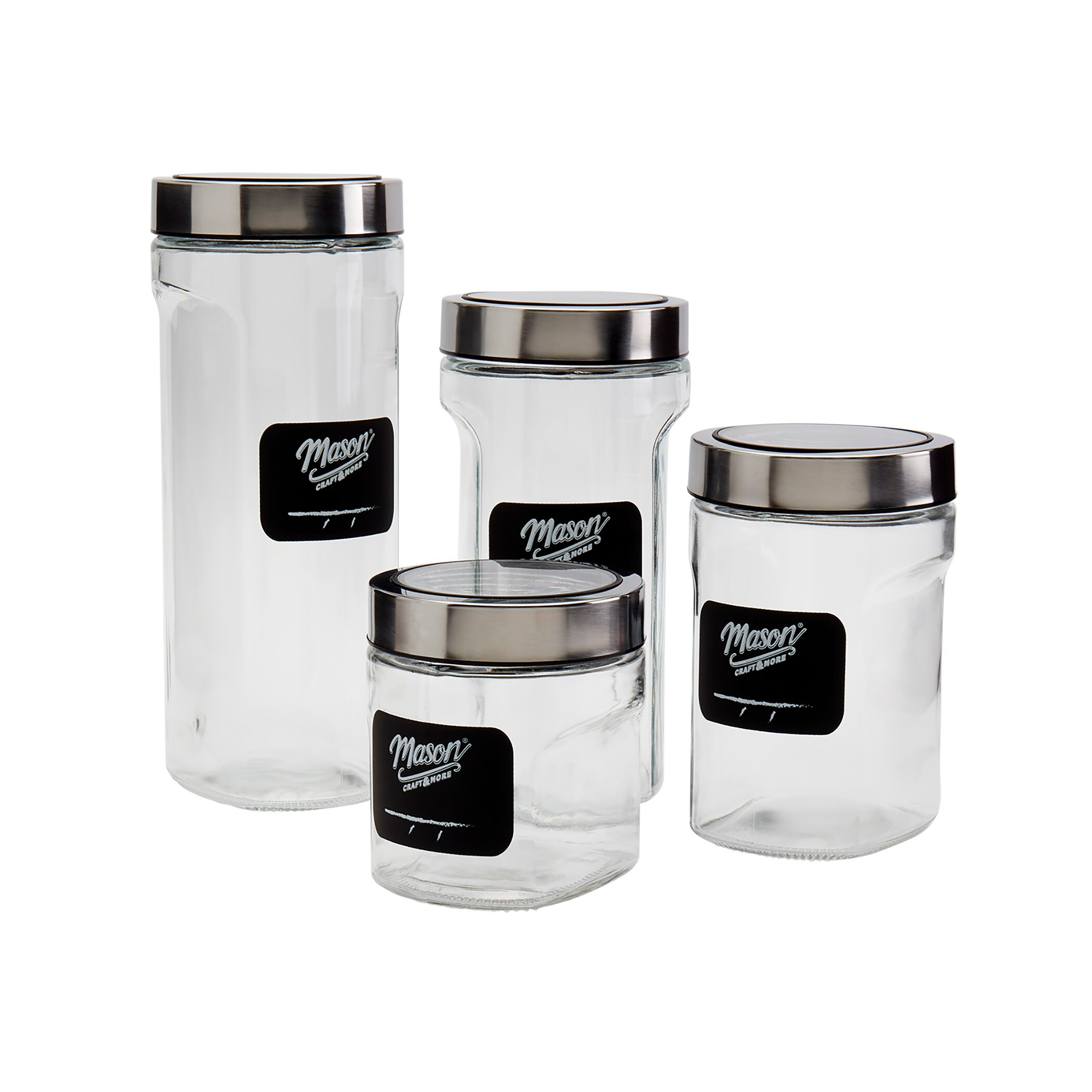 Mason Craft & More 56oz (1.65L) Clear Glass Jar w/ Pop-Up Metal