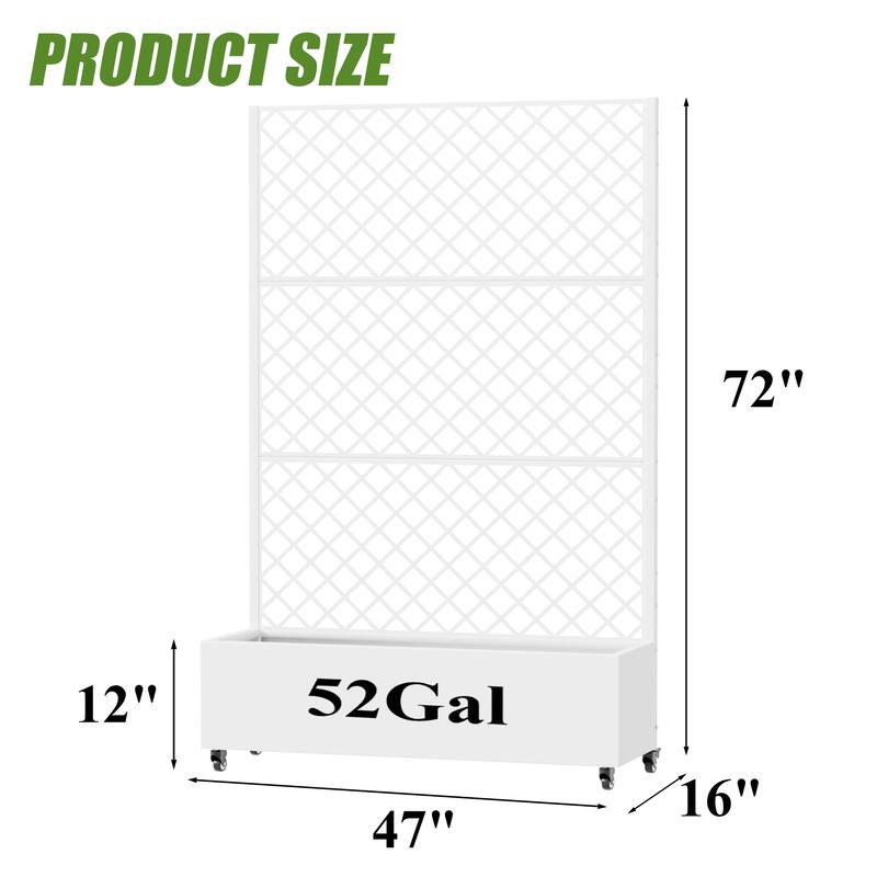 Raised Garden Bed Planter with Trellis Movable Planter Box with Lockable Wheels