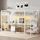 preview thumbnail 66 of 74, Kids Loft Bed Metal Frame Bed with Wardrobe, L-shaped Desk and Storage Stairs, High Loft Bed with LED, USB and Adjustable Shelf Off White - Twin XL