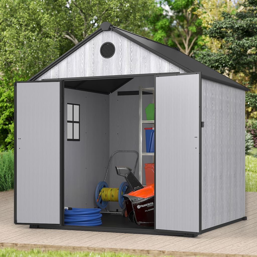 7.4 ft. W x 7.4 ft. D All-Weather Resin Outdoor Plastic Storage Shed
