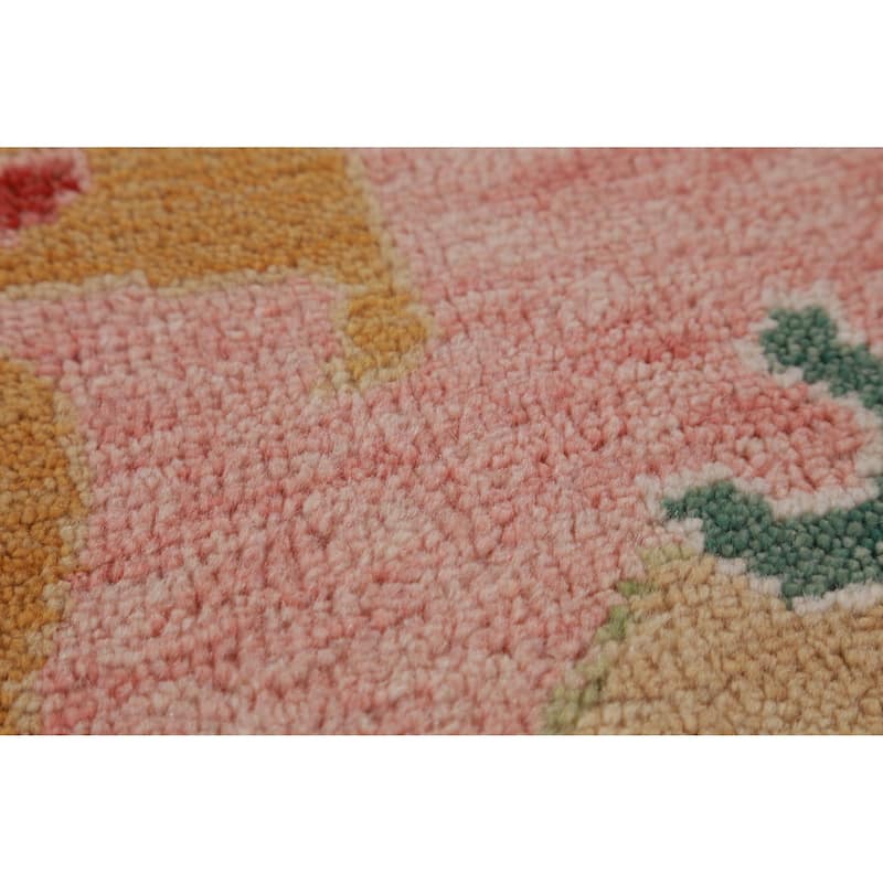 Pink Oushak Indian Large Rug Handmade Wool Carpet - 9'0" x 18'0"