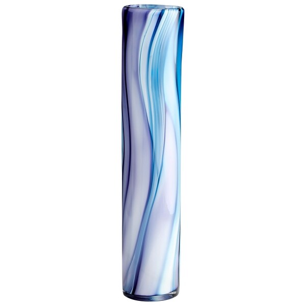 Cyan Design 09977 Oceana 4-3/4" Diameter Glass Vase - Blue Swirl