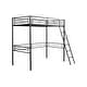 preview thumbnail 6 of 7, Black Twin Size Steel Loft Bed, Full-Length Guardrails, Ladder, Space-Saving, Sturdy Metal Construction