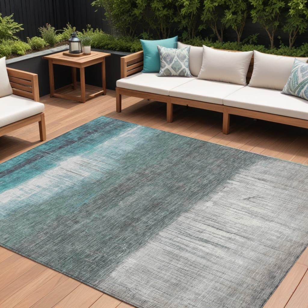 HomeRoots Abstract Transitional Rectangle Outdoor Rug