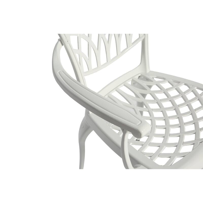 Outdoor 3-Piece Bistro Table and Chairs Set with Umbrella Hole, Patio Aluminum Chairs Set with Cushion & Round Table