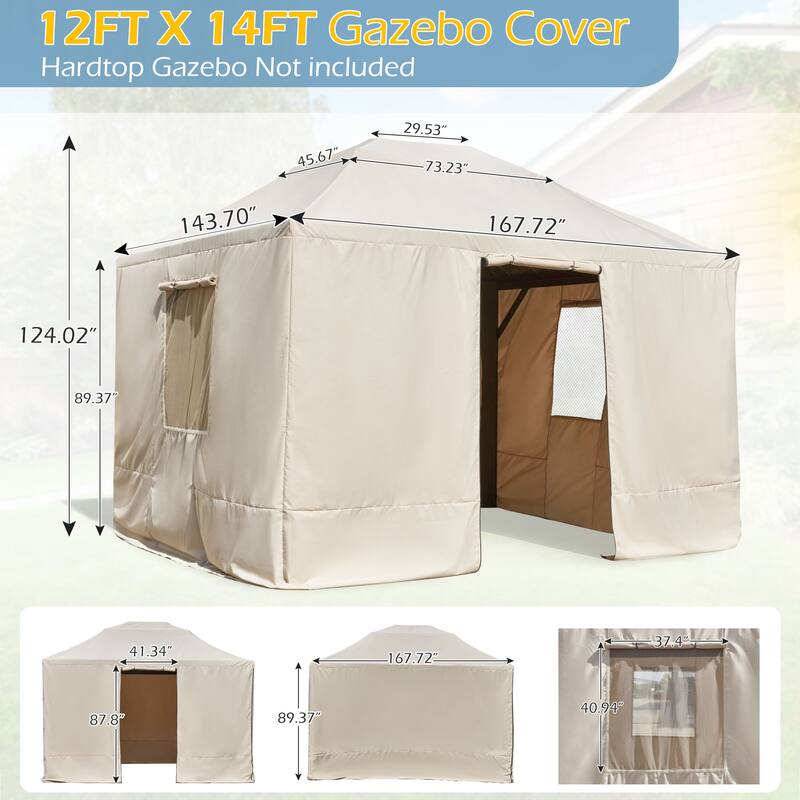 EROMMY Winter Gazebo Cover, Outdoor Cover for Hardtop Gazebos, Enclosed Cover with Sidewalls and Mesh Windows