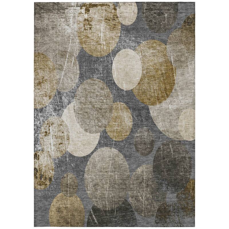 Vana Modern Art-Inspired Weather Resistant Blended Style Runner Outdoor Rug