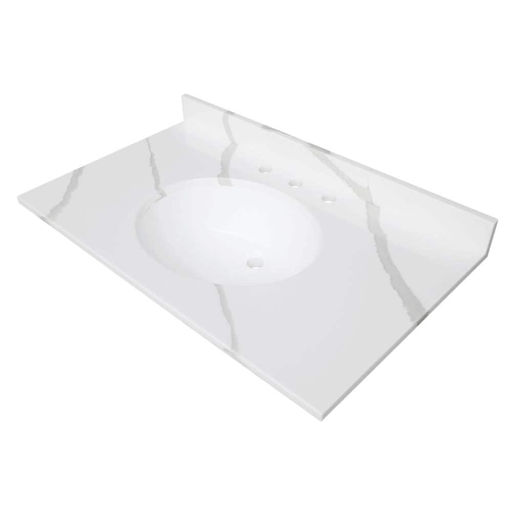 Kingston Brass KVPB3722L38 Norbiton 37" Solid Surface Vanity Top with