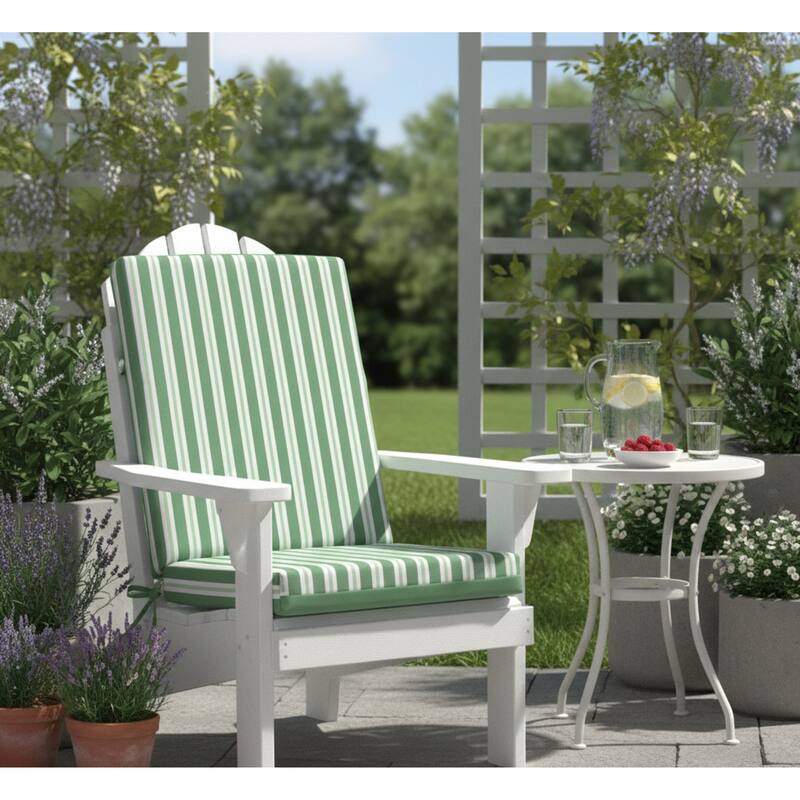 Outdoor Stripe Printed High Back Cushion 19 x 42 in Sage - 19X42 - Sage - 19X42