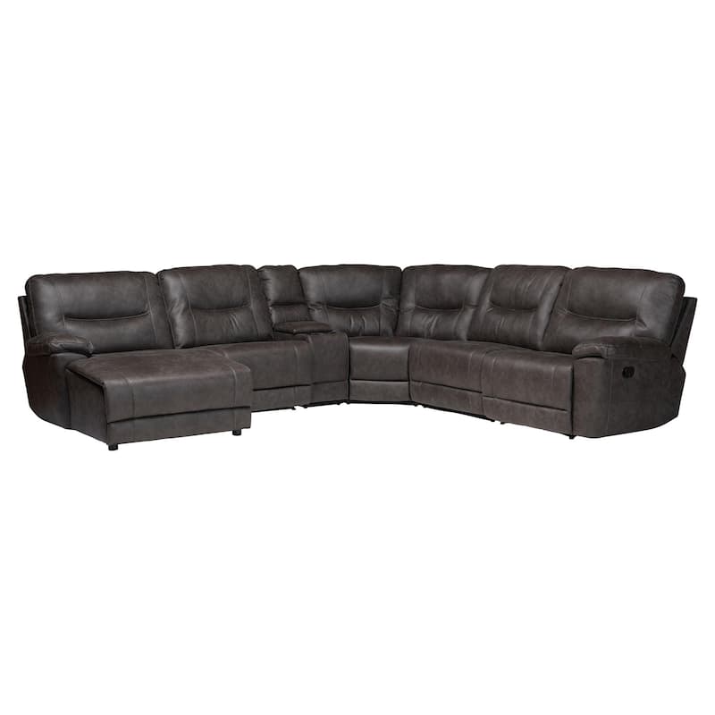 Mistral 6-Piece Reclining Sectional Sofa with Left-facing Chaise Lounge - Suede Upholstered Modular Sectional with Storage