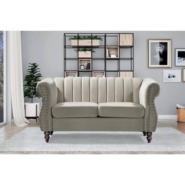 Capri Velvet Chesterfield 42 5 Rolled Arms Loveseat Overstock 31244214