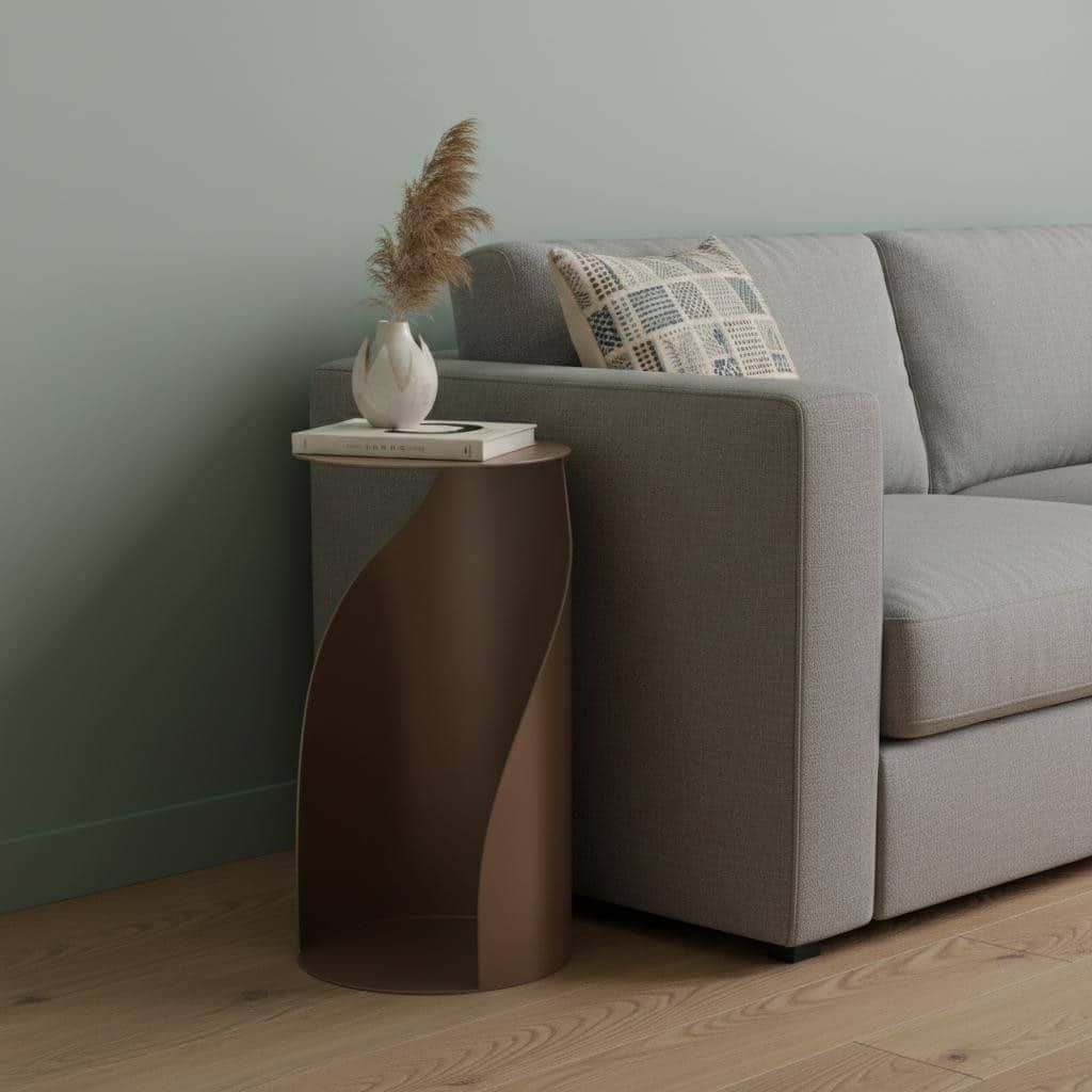 HomeRoots 21" Gold Steel Round Pedestal End Table - 11.00 in. x 21.00 in. x 11.00 in.