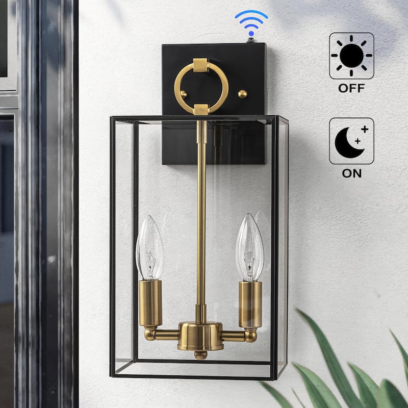 C Cattleya 14.5in Dusk to Dawn Dark Bronze Copper Outdoor Wall Lantern Sconce - Dark-Bronze - Dark-Bronze