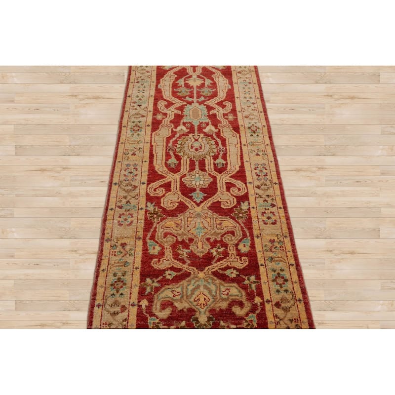 Hand Knotted Chobi Peshawar Rust Persian Wool Traditional Area Rug - 2' 9'' x 13' 11''