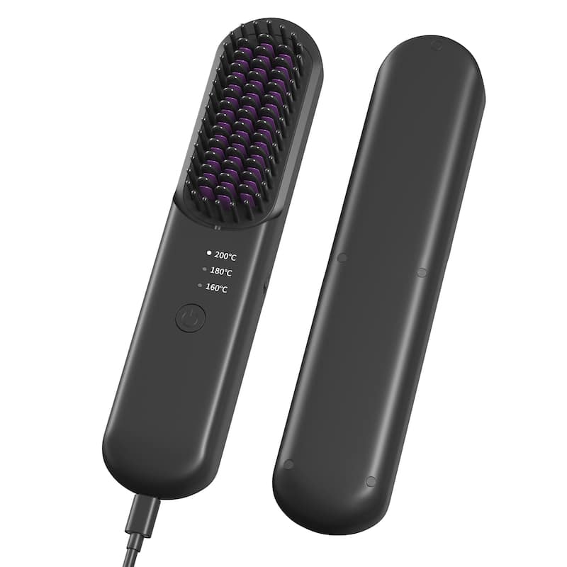 Cordless Hair Straightener Brush - Portable Ionic Hot Comb