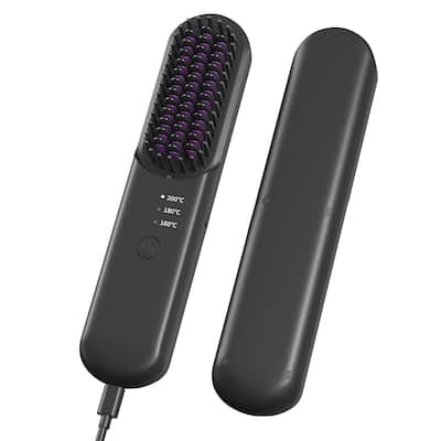 Cordless Hair Straightener Brush - Portable Ionic Hot Comb