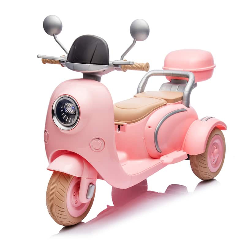 12V 2-Seater Electric Ride-On Motorcycle for Kids 3-6, Three-Wheel with Bluetooth & USB - Pink