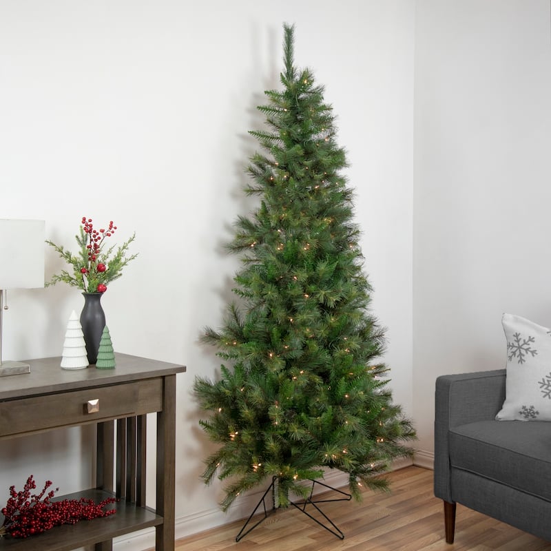 6.5' Pre-Lit Medium Canyon Pine Artificial Christmas Wall Tree Clear Lights