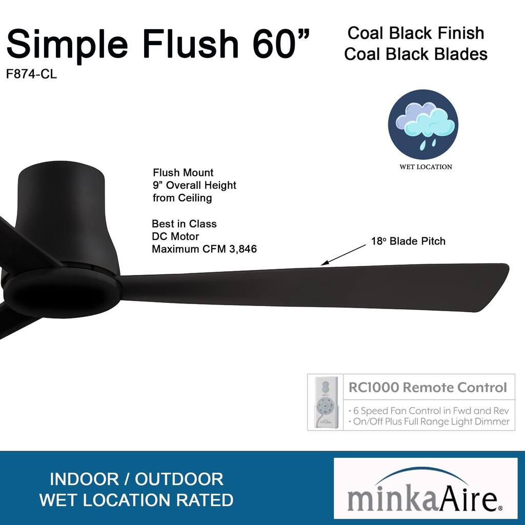 Minka Aire Simple Flush 60-Inch Ceiling Fan