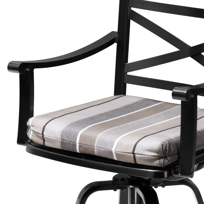 Pellebant Patio Outdoor Aluminum Swivel Bar Stools with Sunbrella Cushion - 21.7 in W x 16.5 in D x 46 in H