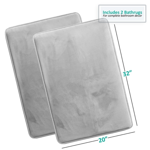 dimension image slide 39 of 58, Clara Clark Ultra Soft Plush Bathroom Rug - Non-Slip, Velvet, Memory Foam Bath Mat - Set of 2