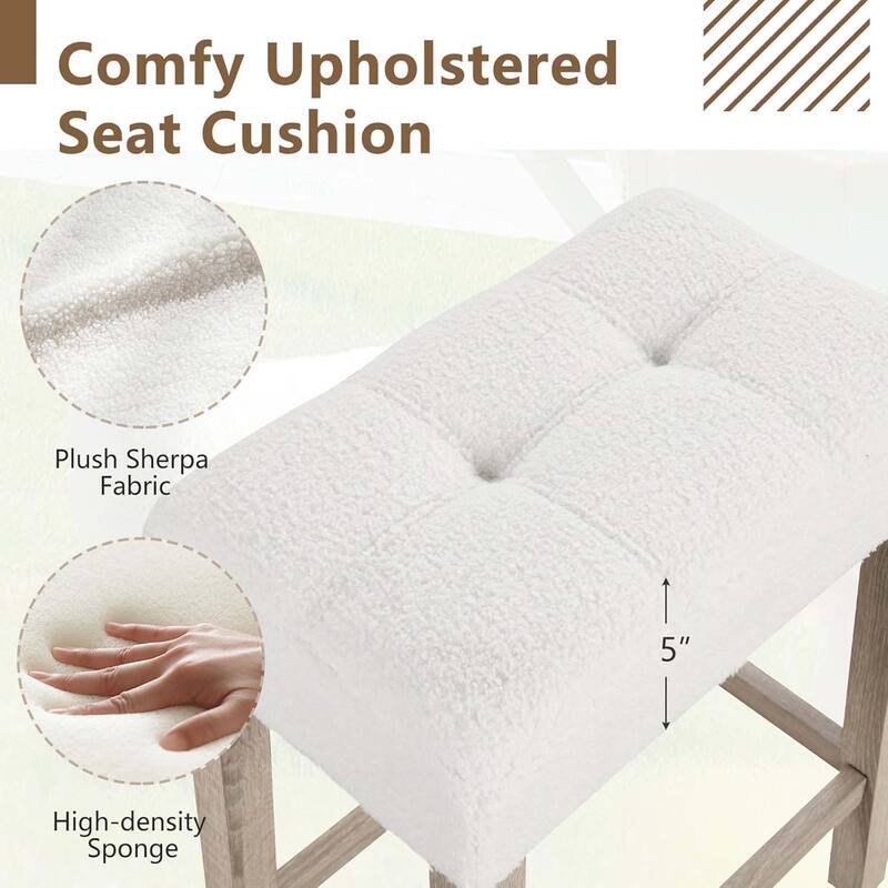 2/4PCS Sherpa Bar Stools Counter Height Kitchen Bar Stools