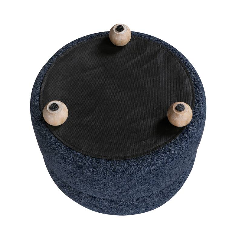 Arden 31" Boucle Swivel Chair with Ottoman - Solid Wood Legs