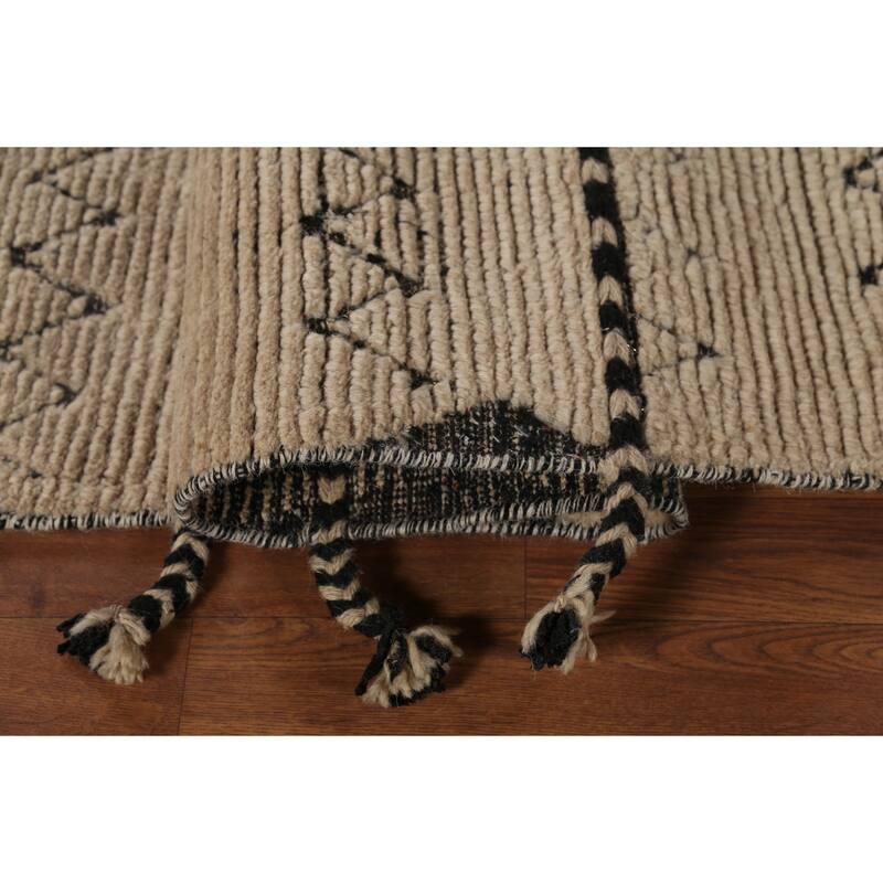 Chevron Style Moroccan Area Rug Hand-Knotted Wool Carpet - 6'3"x 9'8"
