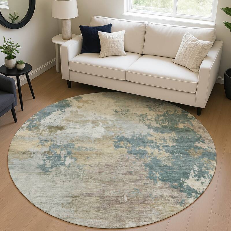 Machine Washable Indoor/ Outdoor Modern Contemporary Chantille Rug