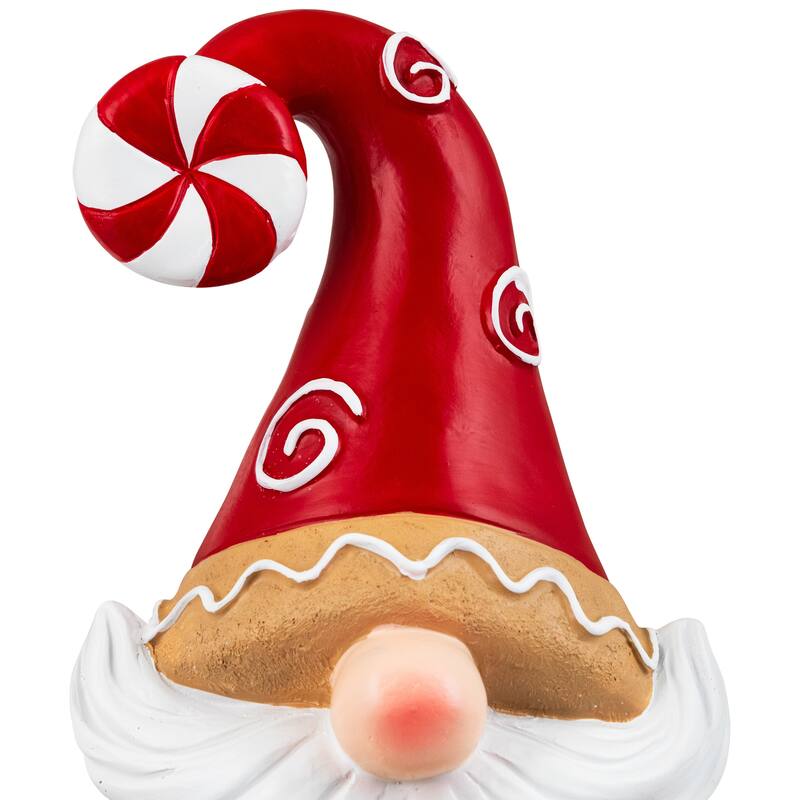 Gnome Holding Gingerbread Snowflake Cookie Christmas Decoration - 11.5" - Red