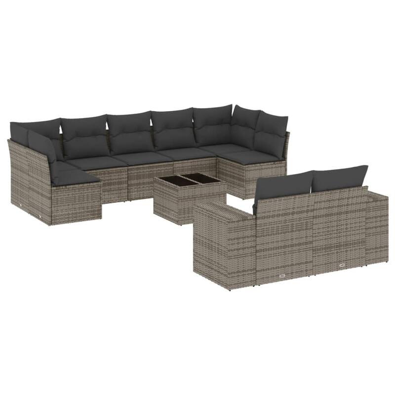 vidaXL Patio Sofa Set with Cushions Outdoor Conversation Furniture Poly Rattan
