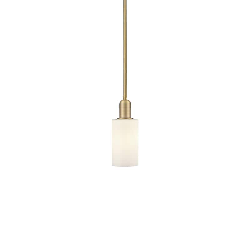Innovations Lighting 716-1S-10-5 Clymer Pendant Clymer 5" Wide Mini - Brushed Brass / Matte White