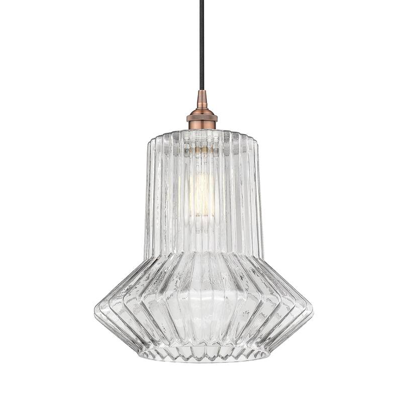 Innovations Lighting 616-1P-16-12 Springwater Pendant Springwater 12" - Antique Copper / Clear Spiral Fluted