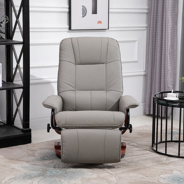 HOMCOM Fabric Recliner Sofa Armchair with Footstool Swivel Sofa Grey