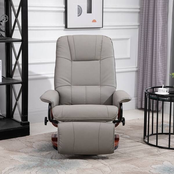 Homcom Faux Leather Adjustable Manual Swivel Base Recliner Chair With Comfortable And Relaxing Footrest On Sale Overstock 28258355