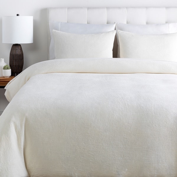 slide 2 of 15, Mahja Waffle Weave Duvet Set