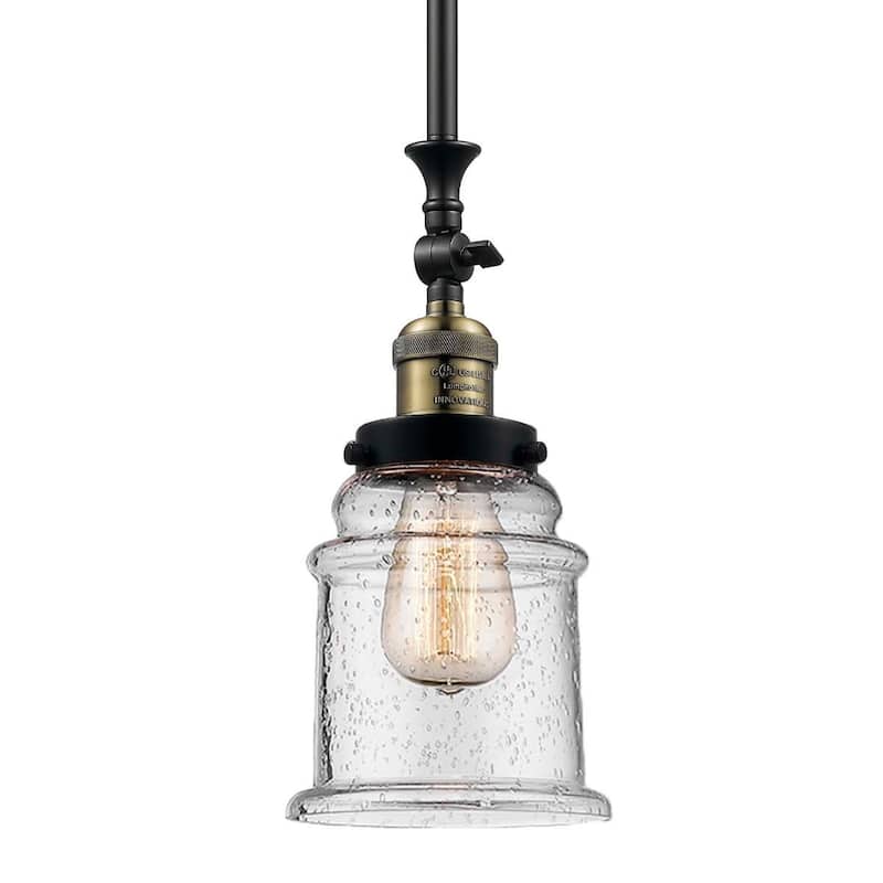 Innovations Lighting Canton 7" Wide Mini Pendant - Black / Antique Brass / Seedy